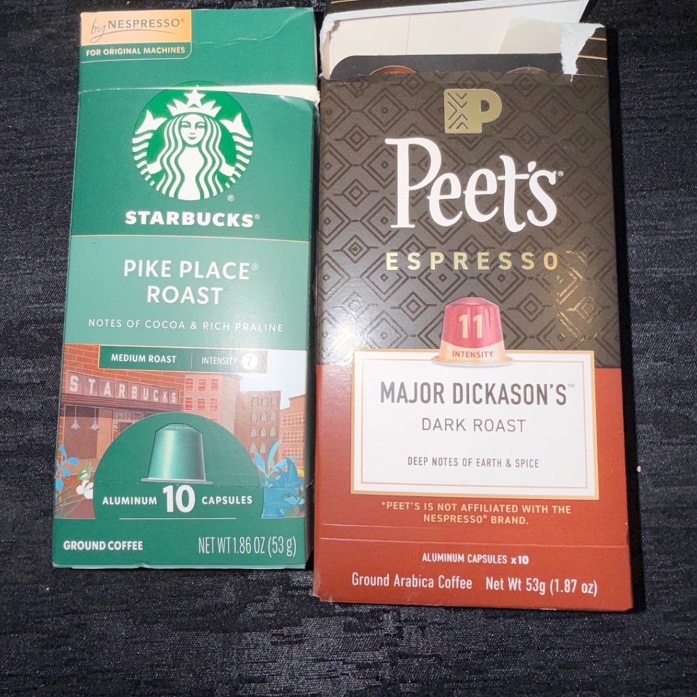 Peet's and Starbucks Nespresso coffee pods 20 total. New